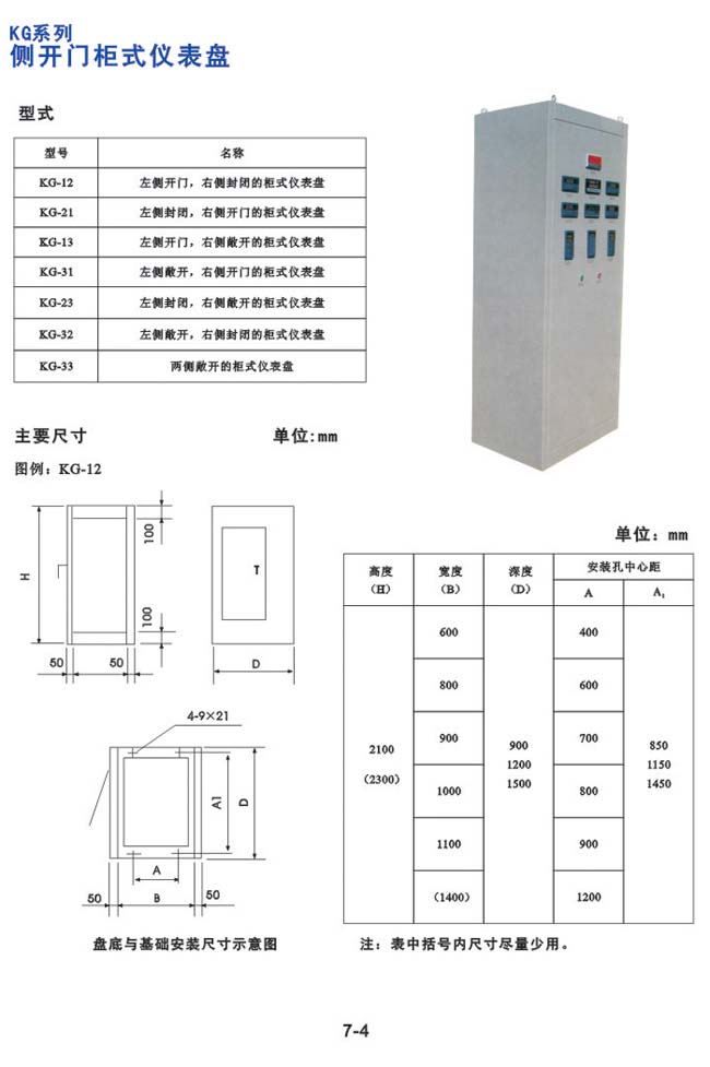 KG系列-侧开门柜式仪表盘